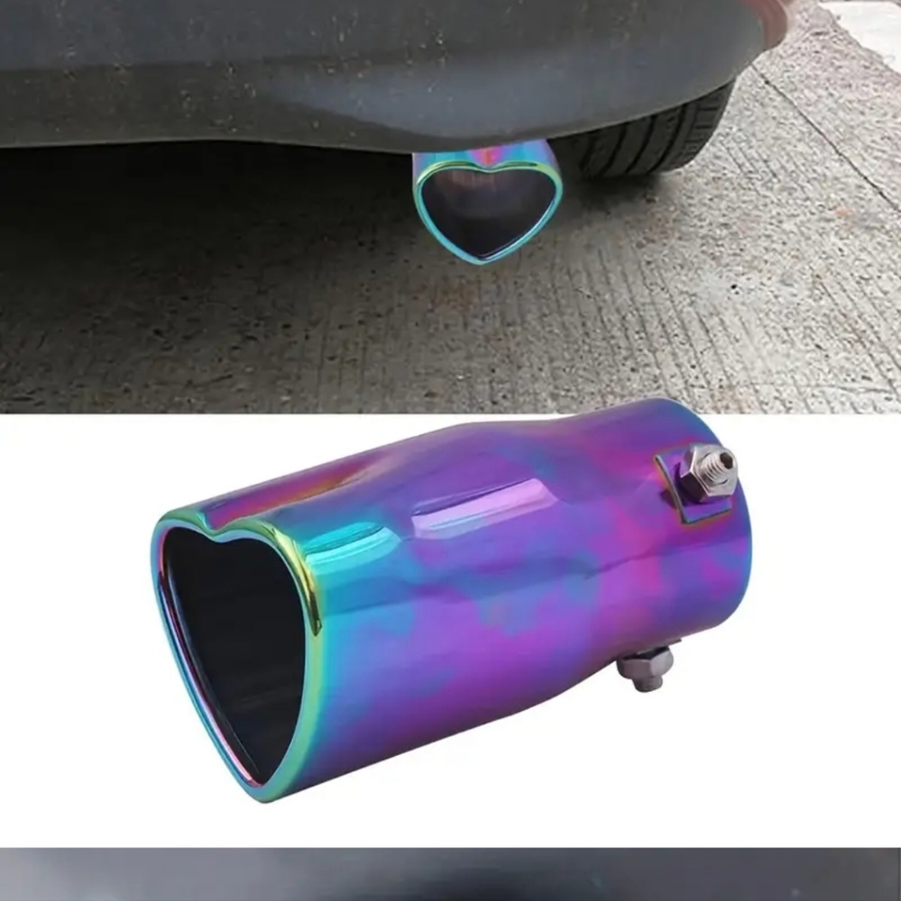 2.5" Stainless steel Heart shape Universal Car Exhaust Muffler Tip.  Silver also